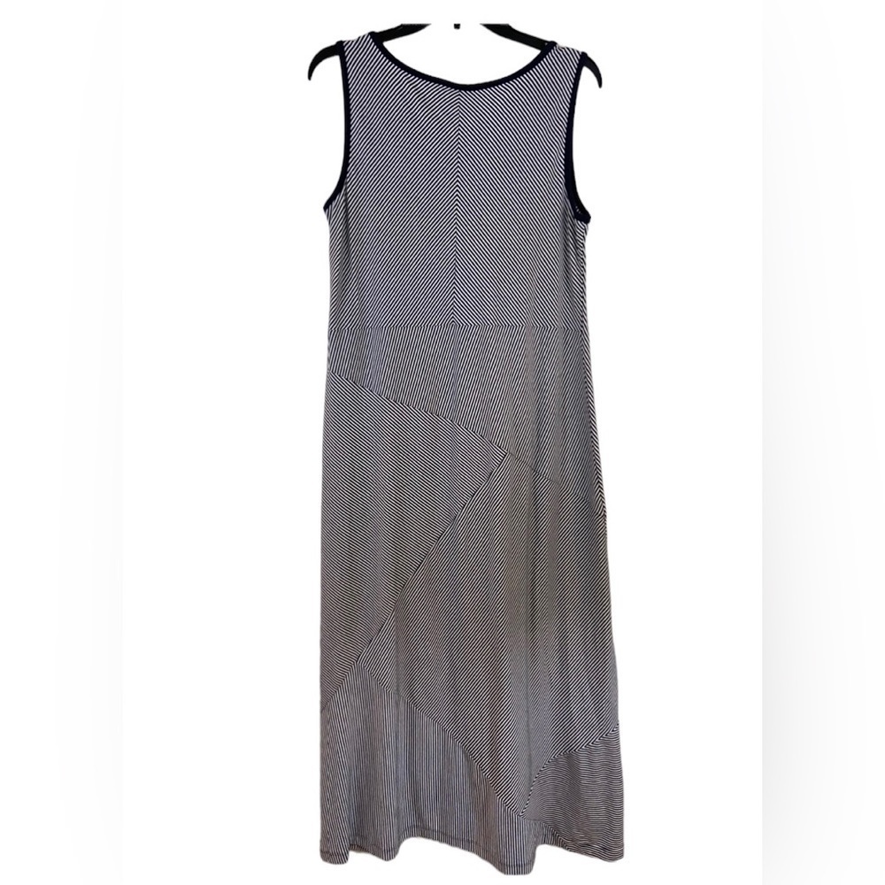 Talbot’s Pieced Navy and White Striped Tank Maxi Dress Size Petite Medium - Picture 2 of 8